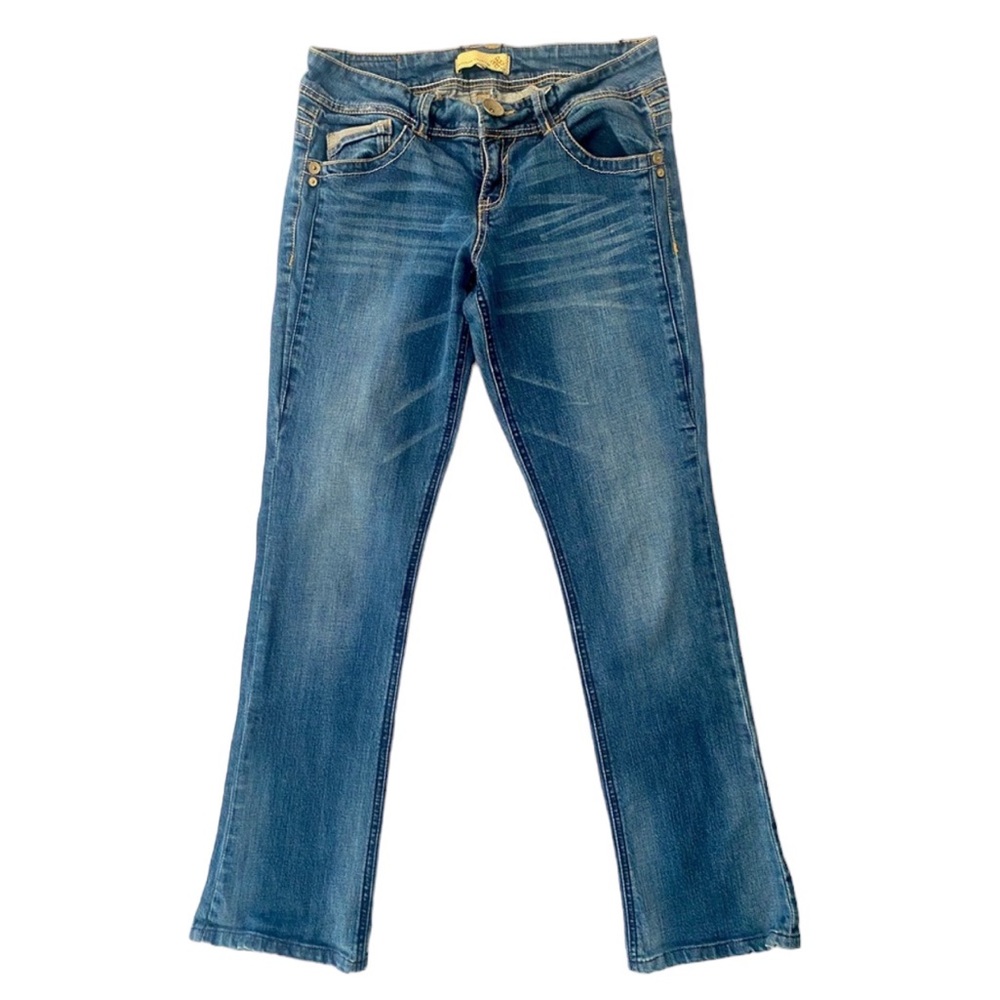 Artisan Crafted by jolt Low Rise Straight Back Pocket Embroidered Jeans Size 9 - Picture 2 of 10